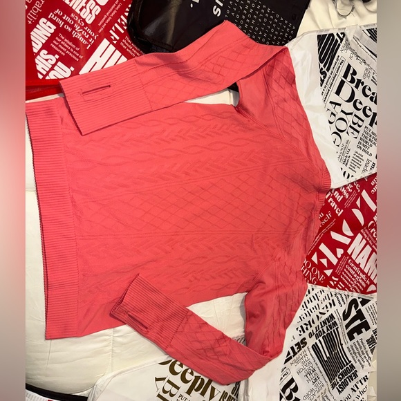 ⭐️Fall Sale⭐️ Lululemon Restless Long Sleeve Shirt 6 Coral/Flashlight Tone - Picture 6 of 6